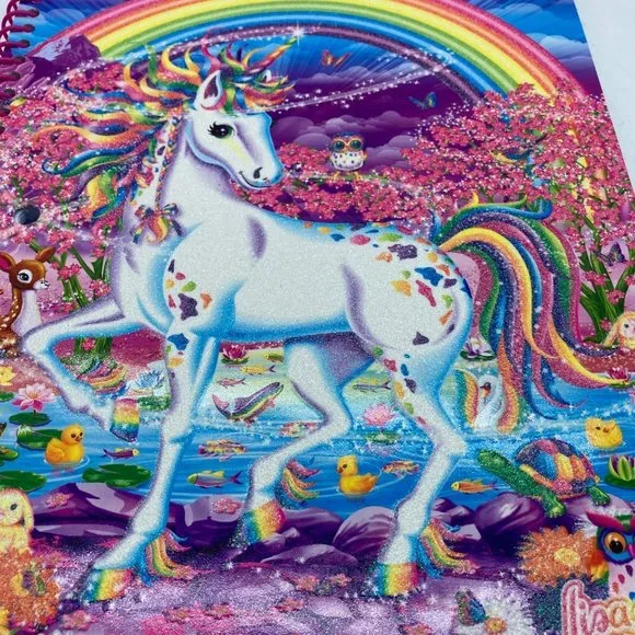Lisa Frank unicorn back LIKE NEW never used Vintage Lisa Frank Unicorn Carousel 3 Ring Hard Curve Back  main image 4